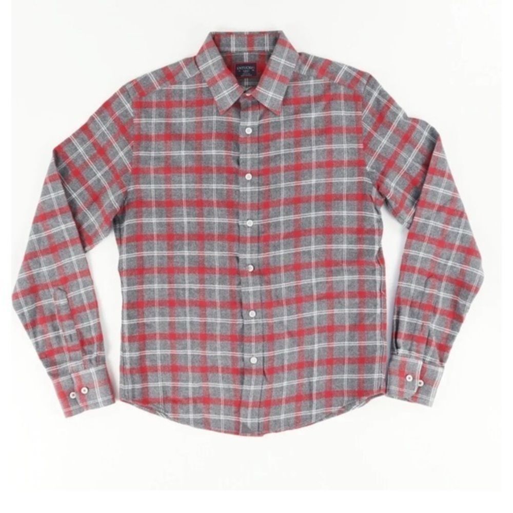 UNTUCKit Red and Gray Plaid Casual Button Down Shirt